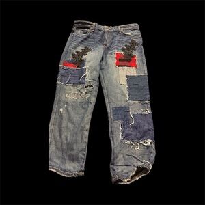 Lauren Ralph Lauren Patchwork Relaxed Jeans - Blue and Red